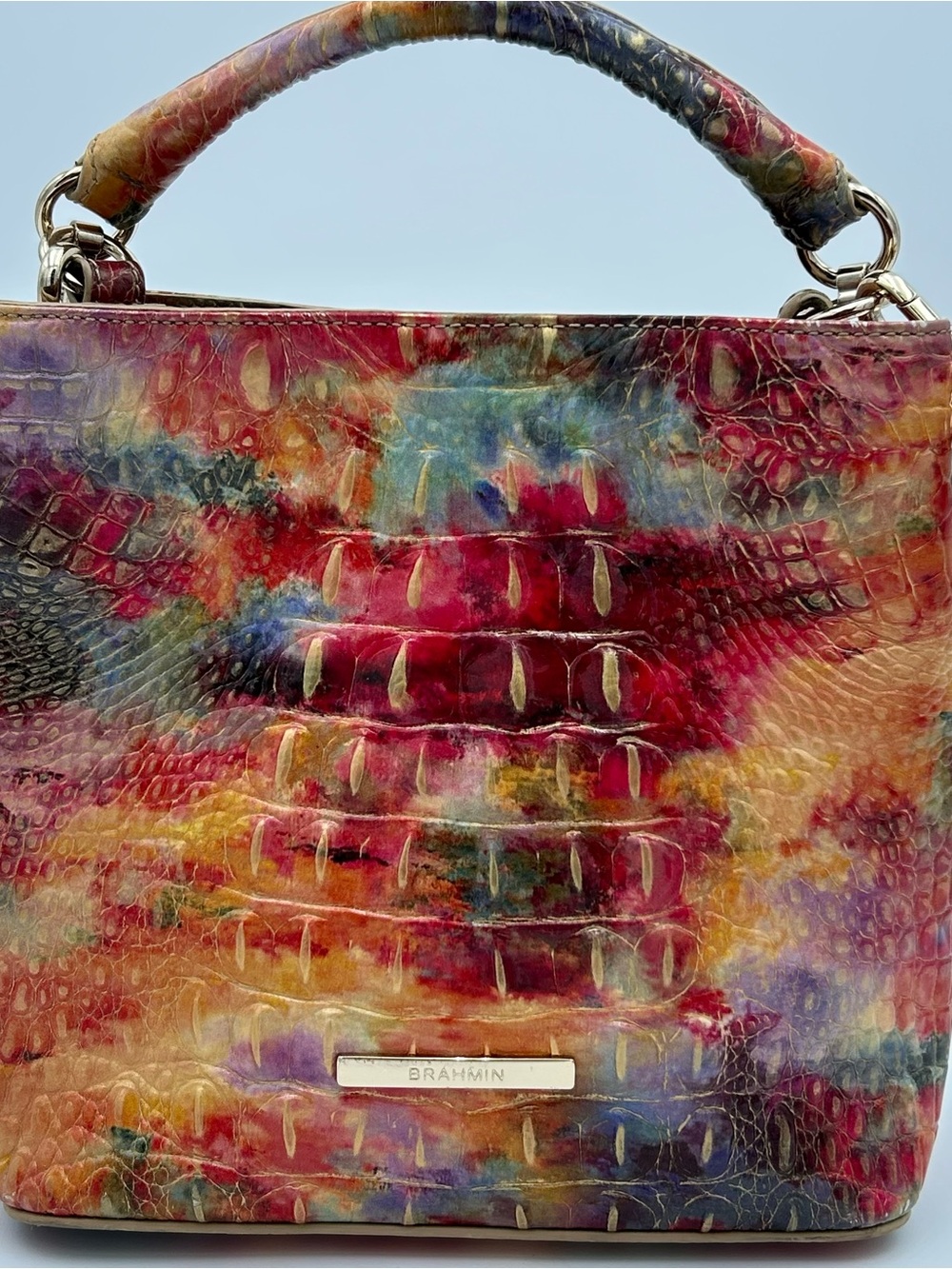Brahmin Multicolor Crocodile Embossed Mini Amelia Satchel - Picture 2 of 16